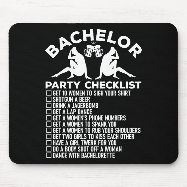 Bachelor Party Checklist Funny Groomsmen Groom Squ Mouse Pad (Front)
