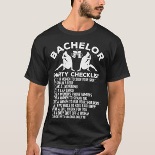 Bachelor Party Checklist Funny Groomsmen Groom Squ T-Shirt
