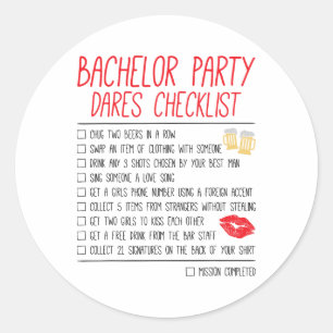 Bachelor Party Checklist Funny Wedding Groom Classic Round Sticker