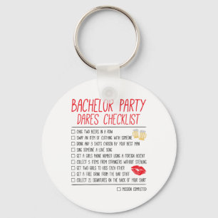 Bachelor Party Checklist Funny Wedding Groom  Keychain