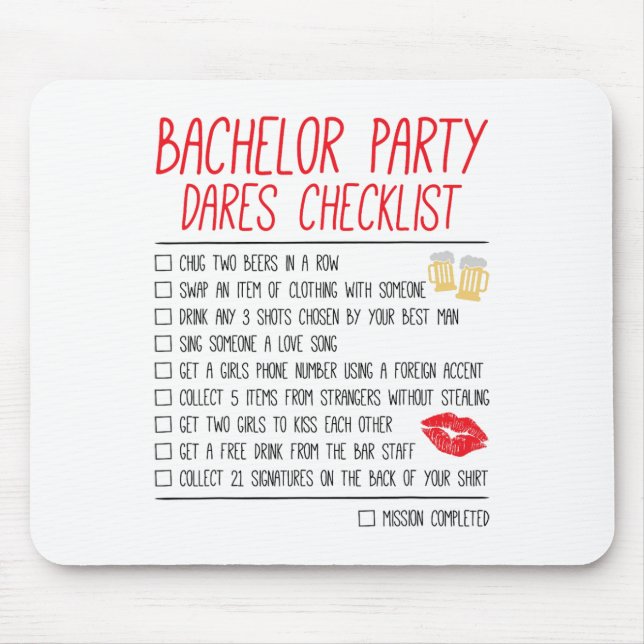 Bachelor Party Checklist Funny Wedding Groom  Mouse Pad (Front)