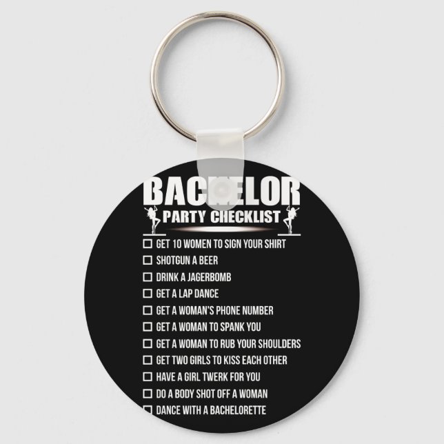 Bachelor Party Checklist Getting Married Keychain (Front)