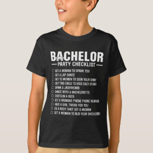 Bachelor Party Checklist Grooms Stag Night Fun Dar T-Shirt