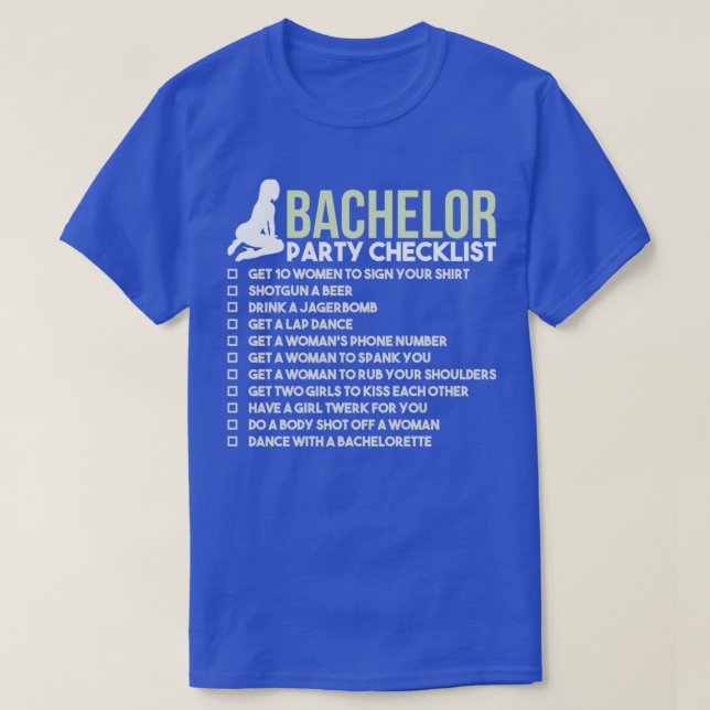 Bachelor Party Checklist JGA Bridegroom Rumble T-Shirt (Design Front)