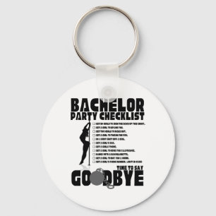 Bachelor Party Checklist Stag Groom Gag Men's  Keychain