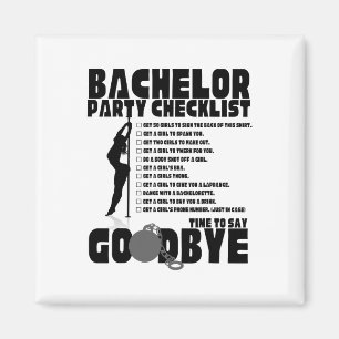 Bachelor Party Checklist Stag Groom Gag Men's  Magnet