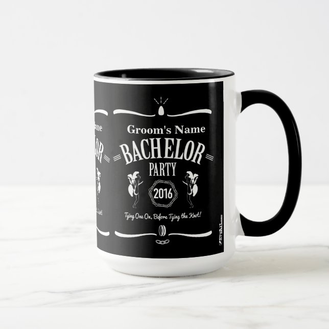 Bachelor Party Custom Coffee Mug: Whiskey Label Mug (Right)