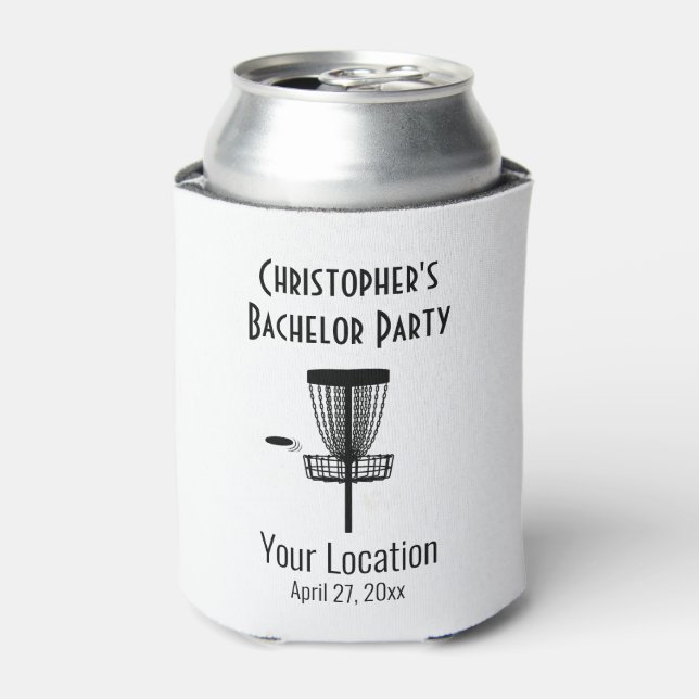 Bachelor Party Disc Golf Wedding Favour Can Cooler (Can Front)