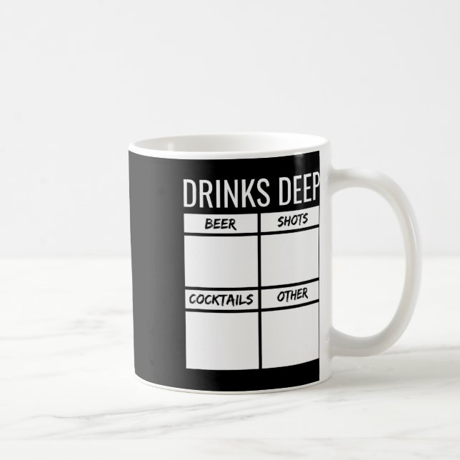Bachelor Party Drinks Deep Drinking Tally Chart Be Coffee Mug (Right)