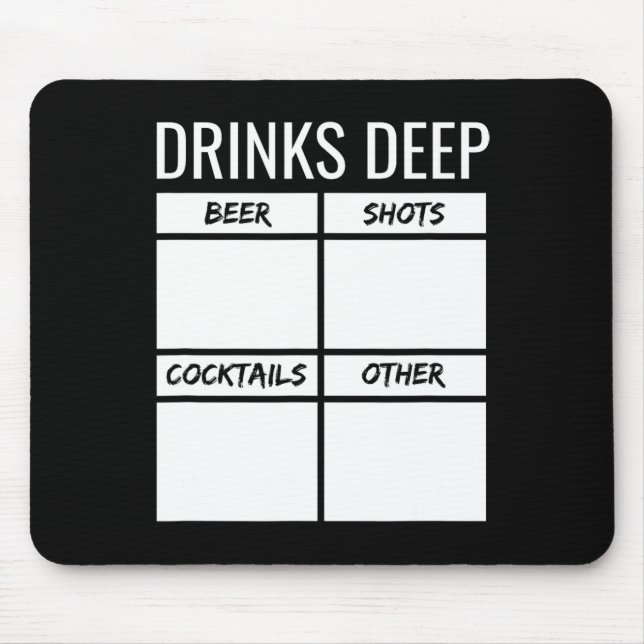 Bachelor Party Drinks Deep Drinking Tally Chart Be Mouse Pad (Front)