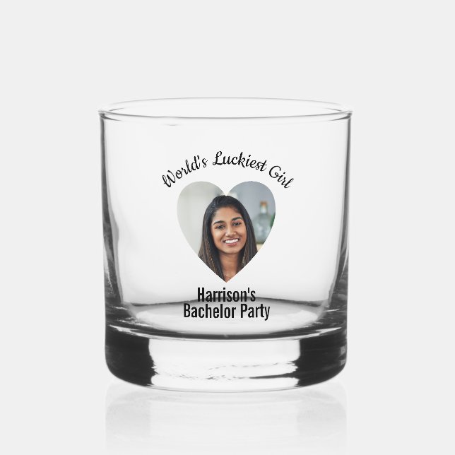 Bachelor Party Fun Personalized Bride Face  Whiskey Glass (Front)