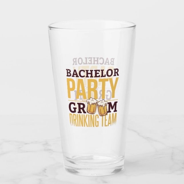 Bachelor Party Groom Drinking Team Funny Wedding Glass (Front)