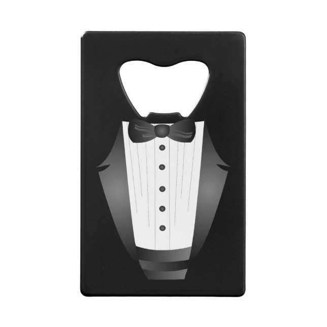 Bachelor Party Groomsman Team Groom black tuxedo Wallet Bottle Opener (Front)