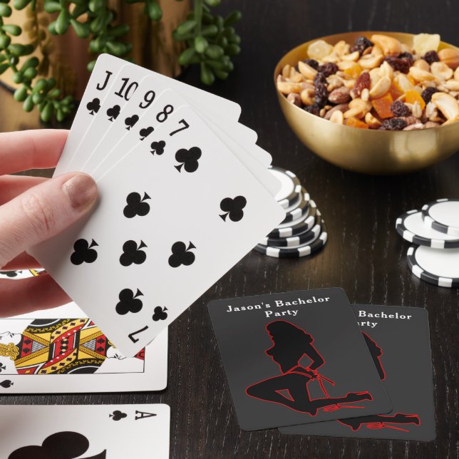Bachelor Party Guys Night Out Woman Silhouette Playing Cards (In Situ)