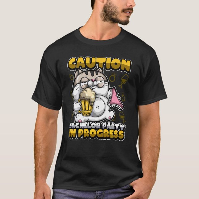 Bachelor Party In Progress Groom Drinking Team T-Shirt (Front)