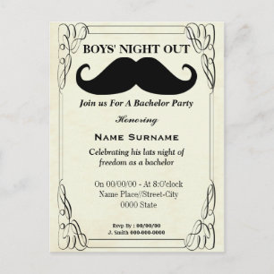 bachelor party invitation,groom shower invitation postcard