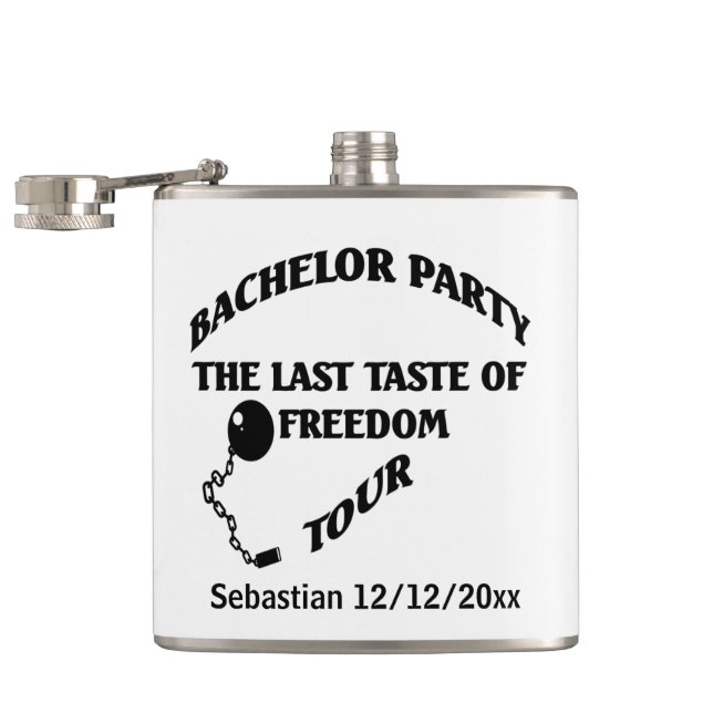 Bachelor Party Last Taste Of Freedom Personalized Hip Flask (Opened)