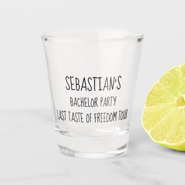 Bachelor Party Last Taste of Freedom Personalized Shot Glass (Front)