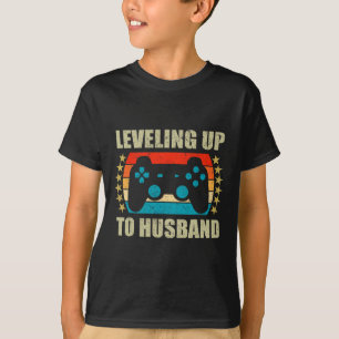 Bachelor Party Levelling Up To Husband Groom Gamin T-Shirt