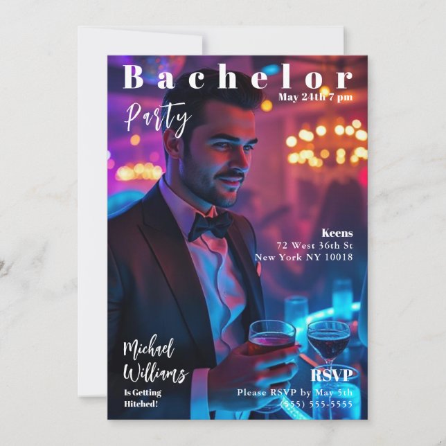 Bachelor Party Magazine Cover Invitation (Front)