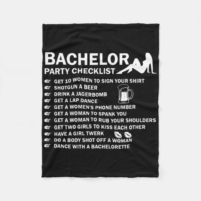 Bachelor Party Men Naughty Checklist Getting Marri Fleece Blanket (Front)