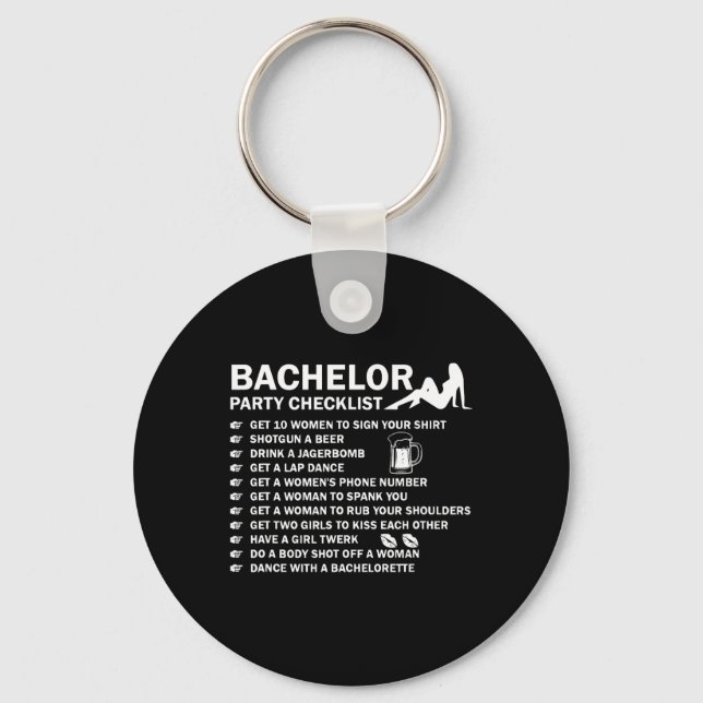 Bachelor Party Men Naughty Checklist Getting Marri Keychain (Front)