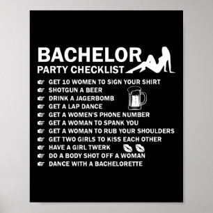 Bachelor Party Men Naughty Checklist Getting Marri Poster