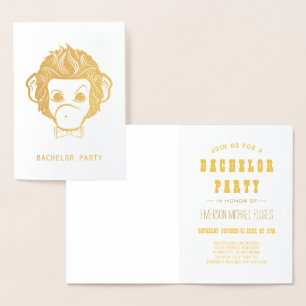 bachelor party mister monkey gold foil card