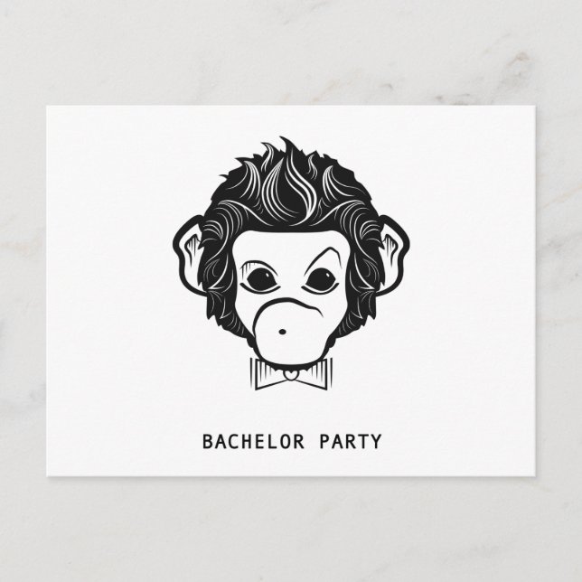 bachelor party mister monkey invitation postcard (Front)