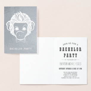 bachelor party mister monkey silver foil card
