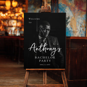 Bachelor party modern stylish photo welcome poster