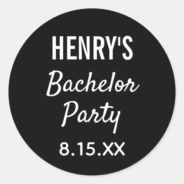 Bachelor Party Modern Typography Wedding  Classic Round Sticker (Front)