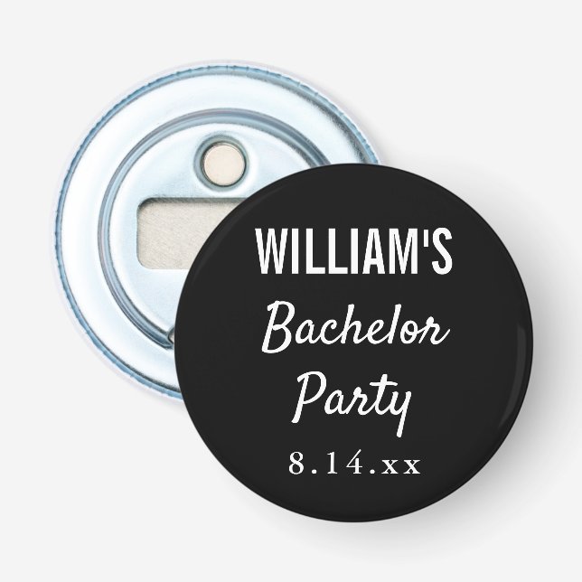 Bachelor Party Modern Typography Wedding Favour Bottle Opener (Front)