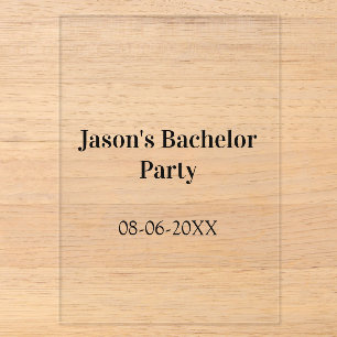 Bachelor party name date simple minimal best man acrylic invitations