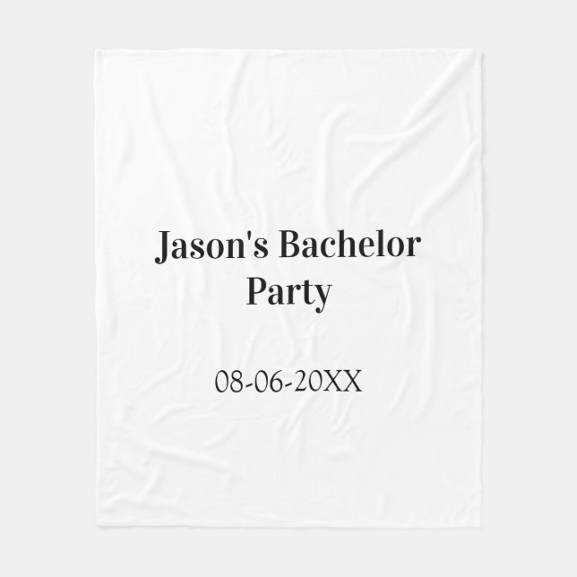 Bachelor party name date simple minimal best man  fleece blanket (Front)