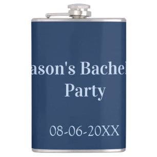 Bachelor party name date simple minimal best man hip flask