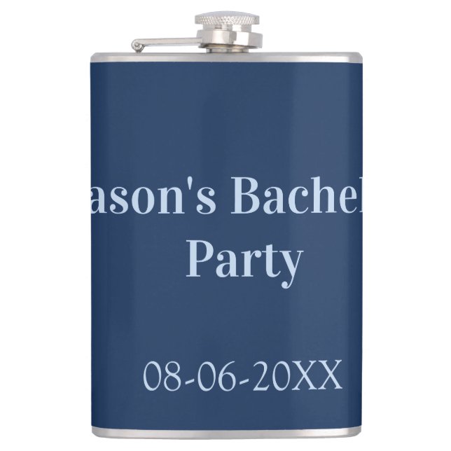 Bachelor party name date simple minimal best man  hip flask (Front)