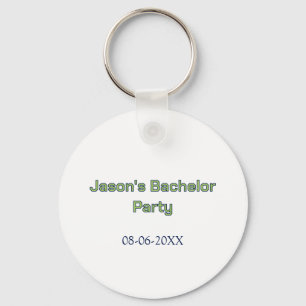 Bachelor party name date simple minimal best man keychain
