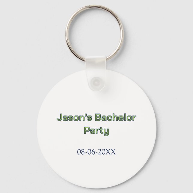 Bachelor party name date simple minimal best man  keychain (Front)