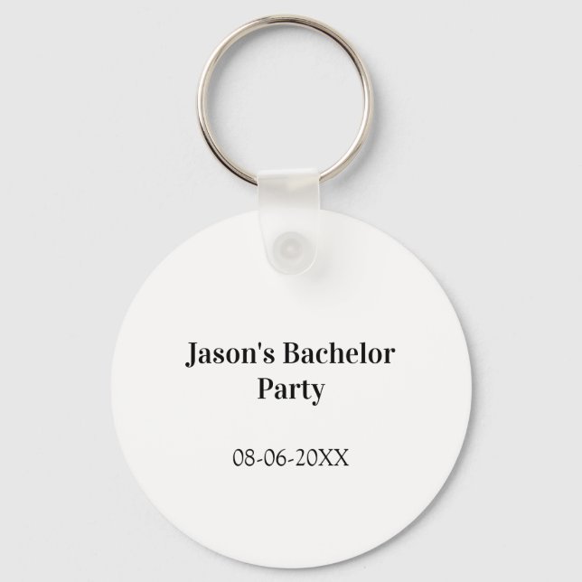 Bachelor party name date simple minimal best man  keychain (Front)