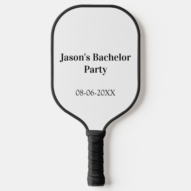 Bachelor party name date simple minimal best man  pickleball paddle (Front)