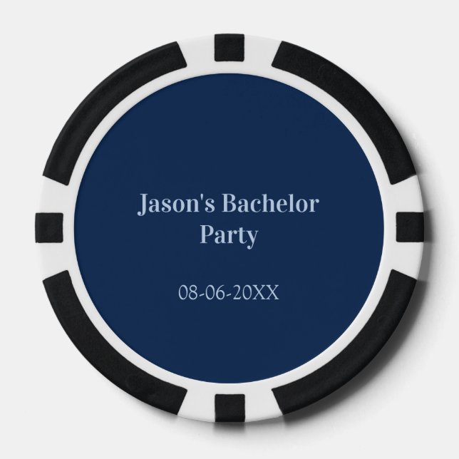 Bachelor party name date simple minimal best man  poker chips (Front)