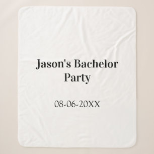 Bachelor party name date simple minimal best man sherpa blanket