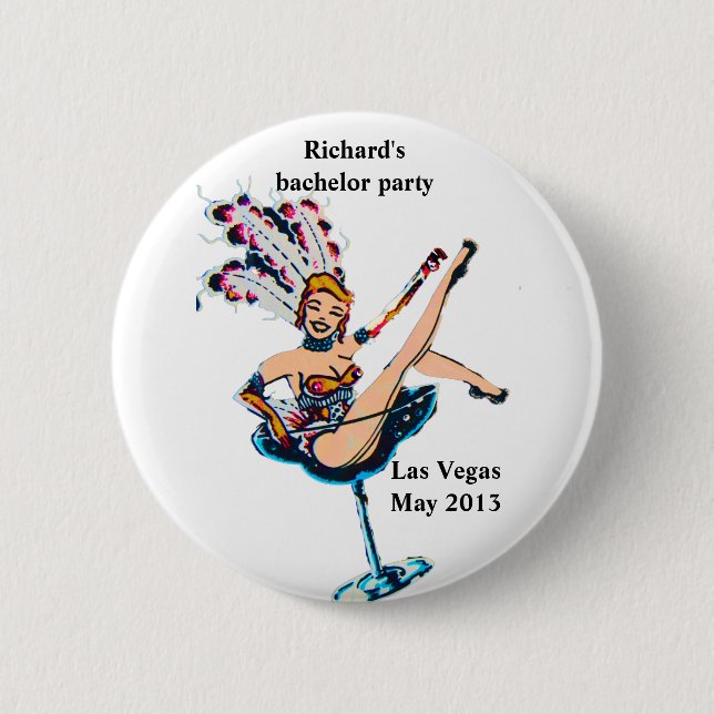 Bachelor Party namebadge Vegas Casino Theme 2 Inch Round Button (Front)