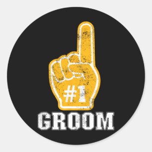 Bachelor Party Orange Foam Finger Groom 1 Classic Round Sticker