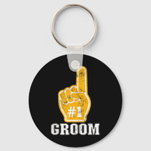 Bachelor Party Orange Foam Finger Groom 1 Keychain