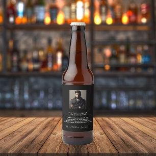 Bachelor party photo fun facts bio black friends beer bottle label