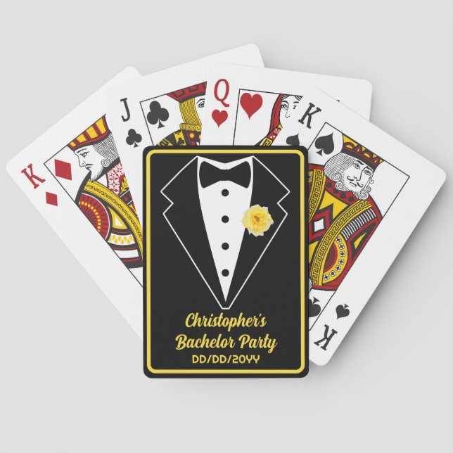 Bachelor Party Poker Black Tuxedo Butter Yellow  Playing Cards (Back)