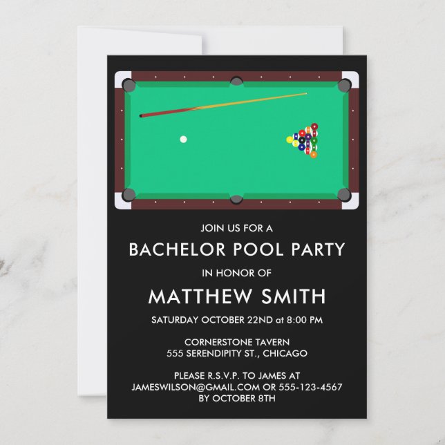 Bachelor Party Pool Billards Invitation (Front)