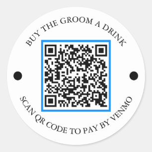 Bachelor party QR code Buy The Groom A Drink Classic Round Sticker